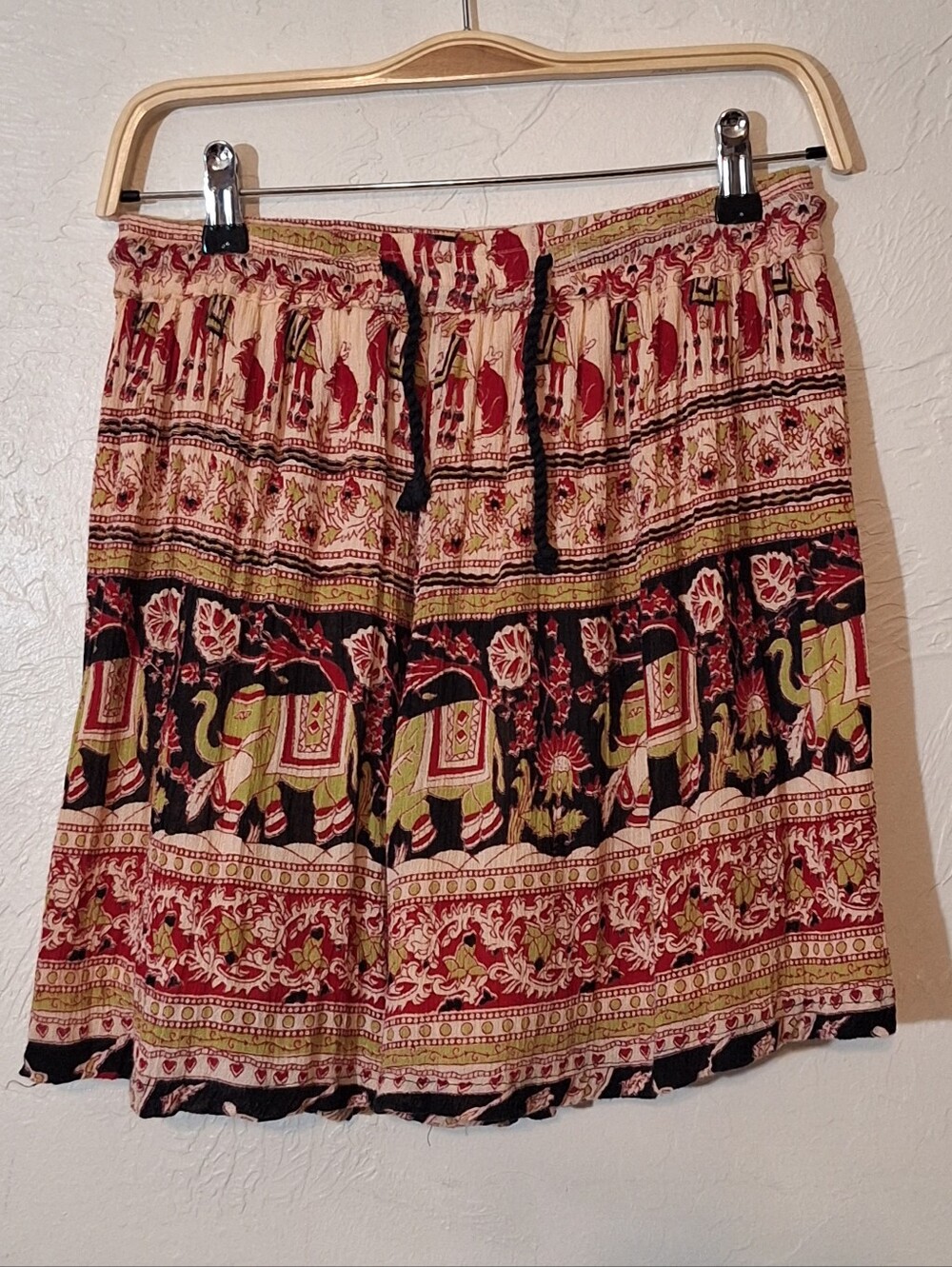 Paths Of The Spirit Viscose High-Waisted Boho Elephant Print Shorts Women 1 Size